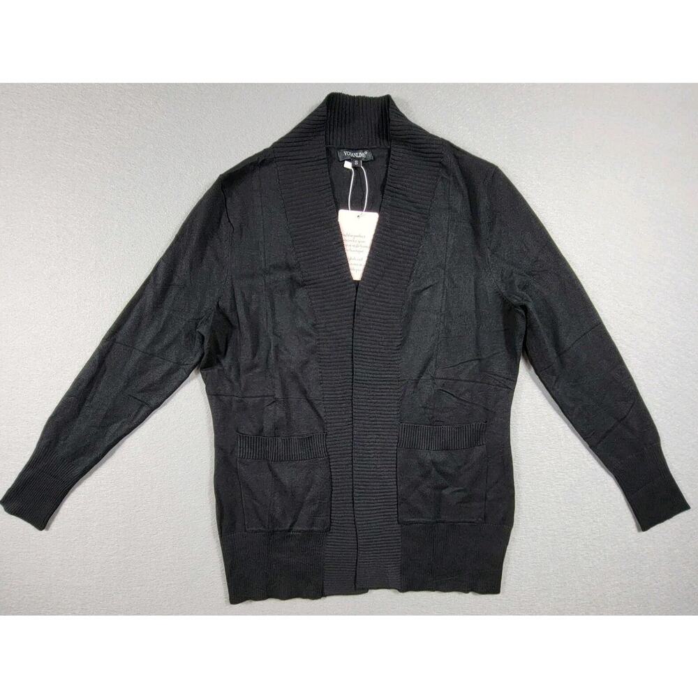 Open Front Cardigan Knit Sweater Long Sleeve With Pockets Womens Size Small